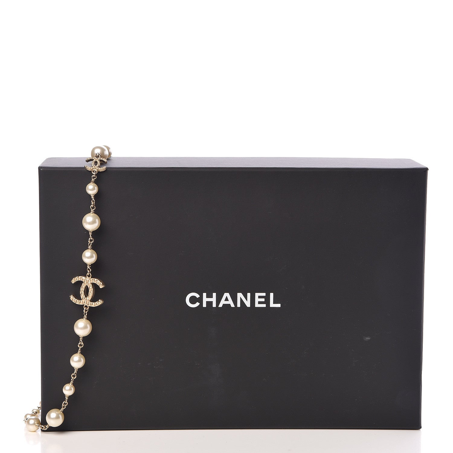 Chanel Pearl Bead Crystal CC Long Necklace Gold 5 of 5
