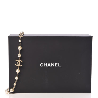 Chanel Pearl Bead Crystal CC Long Necklace Gold 5 of 5