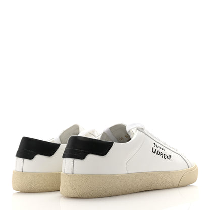 Saint Laurent Calfskin Embroidered Court Classic Sneakers 41 White Black 4 of 7