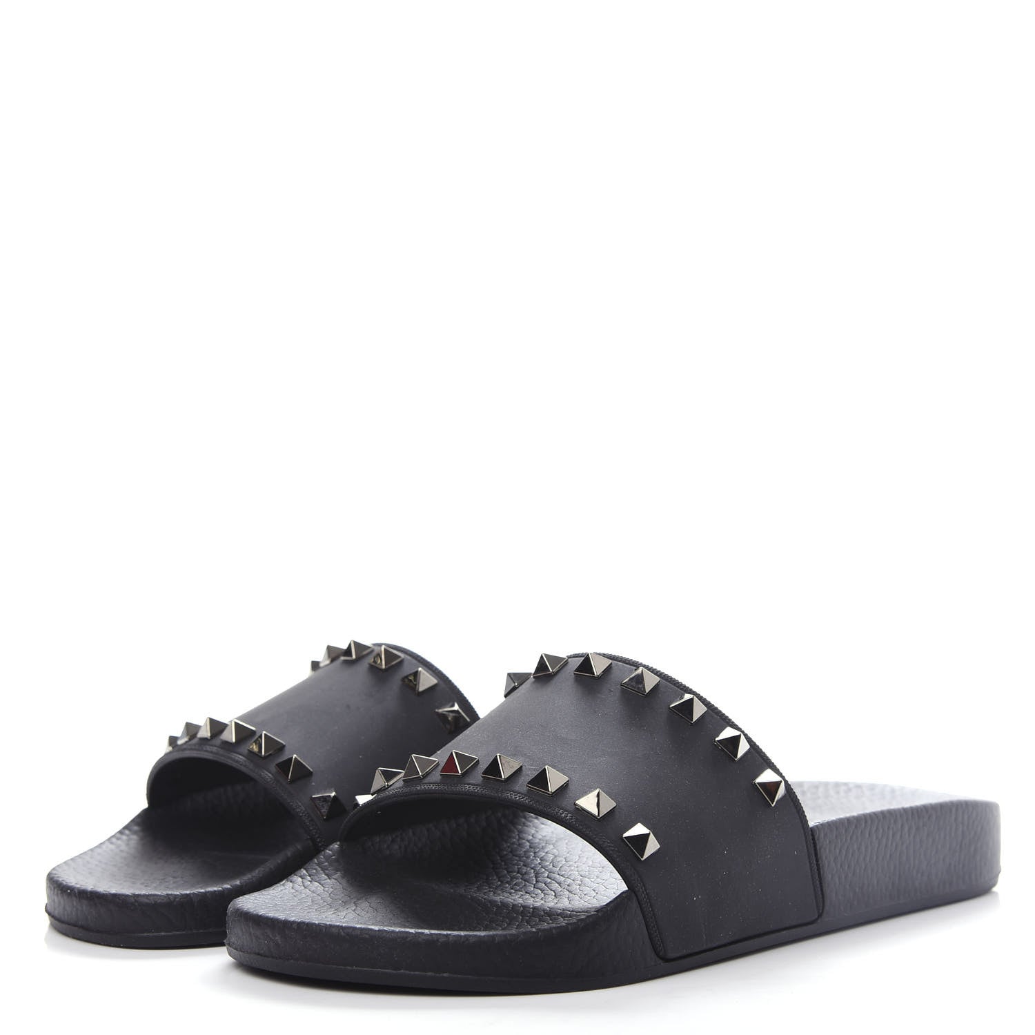Valentino Garavani Rubber Rockstud Slide Sandals 38 Black 3 of 10