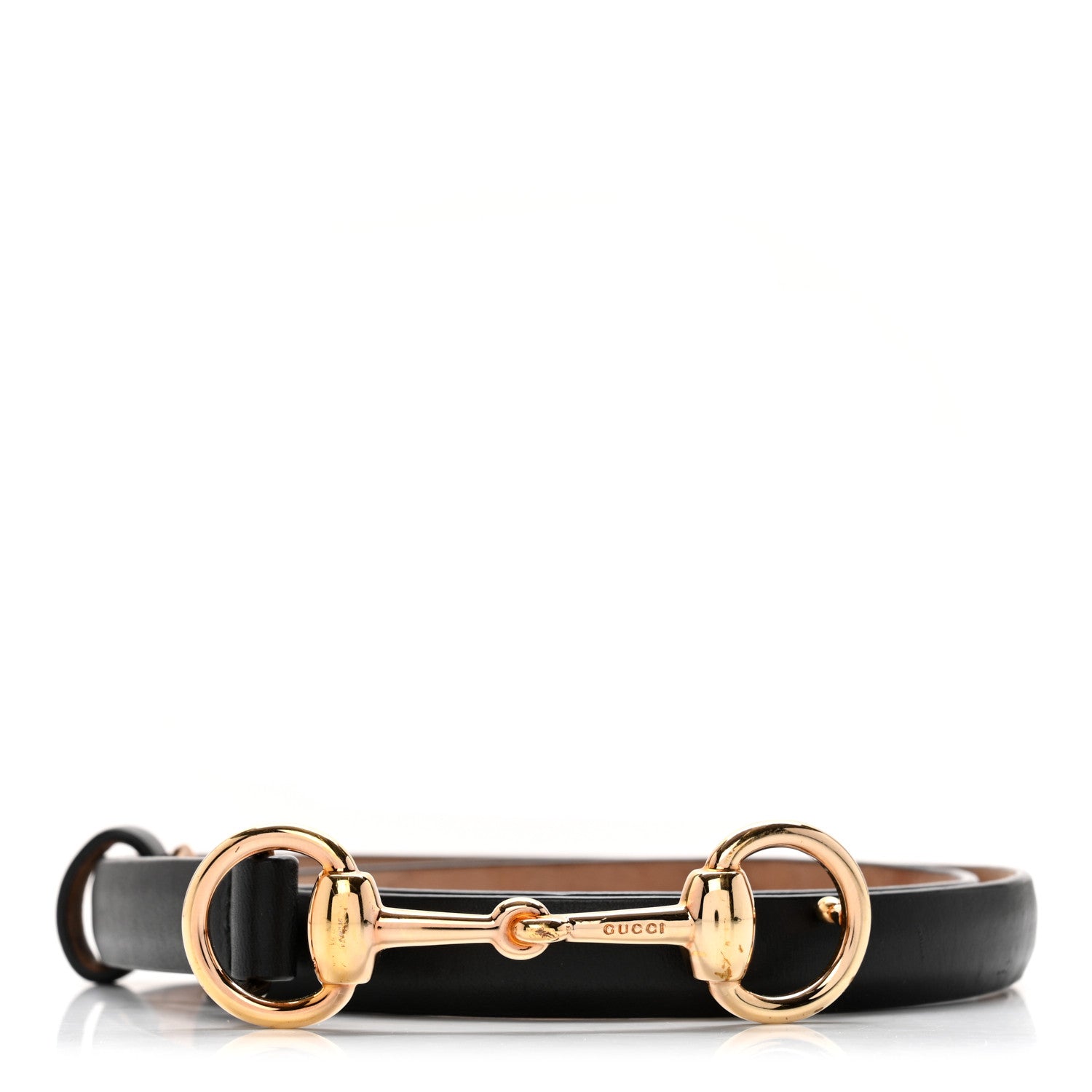 Gucci Calfskin Horsebit Skinny Belt 70 28 Black 1 of 7