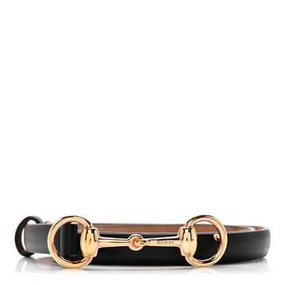 Gucci Calfskin Horsebit Skinny Belt 70 28 Black 1 of 7