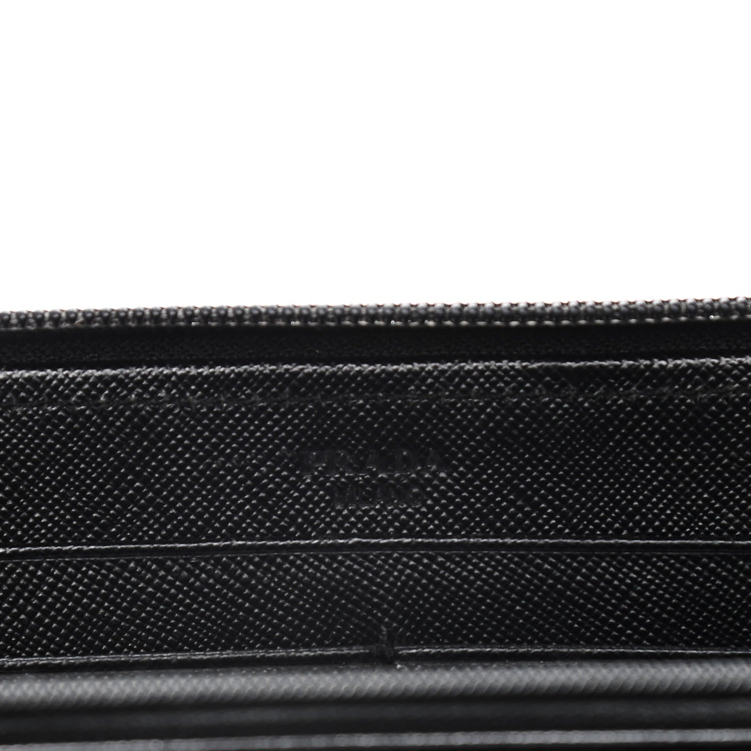 Prada Saffiano Triangle Zip Around Wallet Black 7 of 15