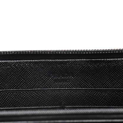 Prada Saffiano Triangle Zip Around Wallet Black 7 of 15