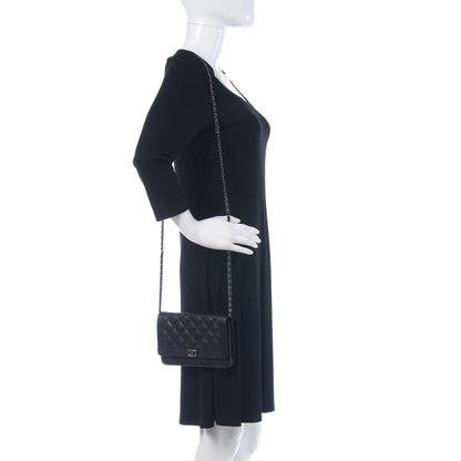 Chanel Calfskin Quilted Boy Wallet On Chain WOC Black 2 of 9