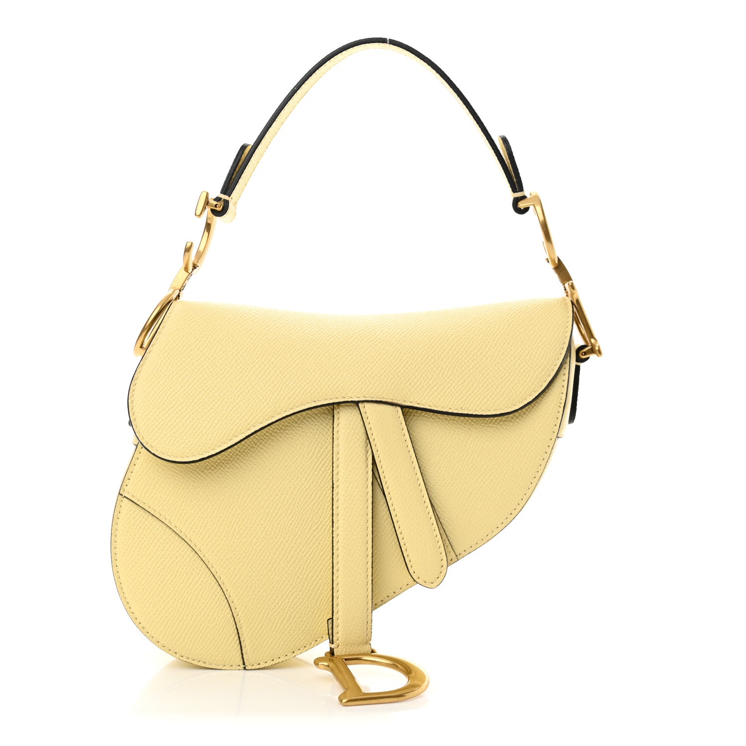 Christian Dior Grained Calfskin Mini Saddle Bag Yellow 1 of 11