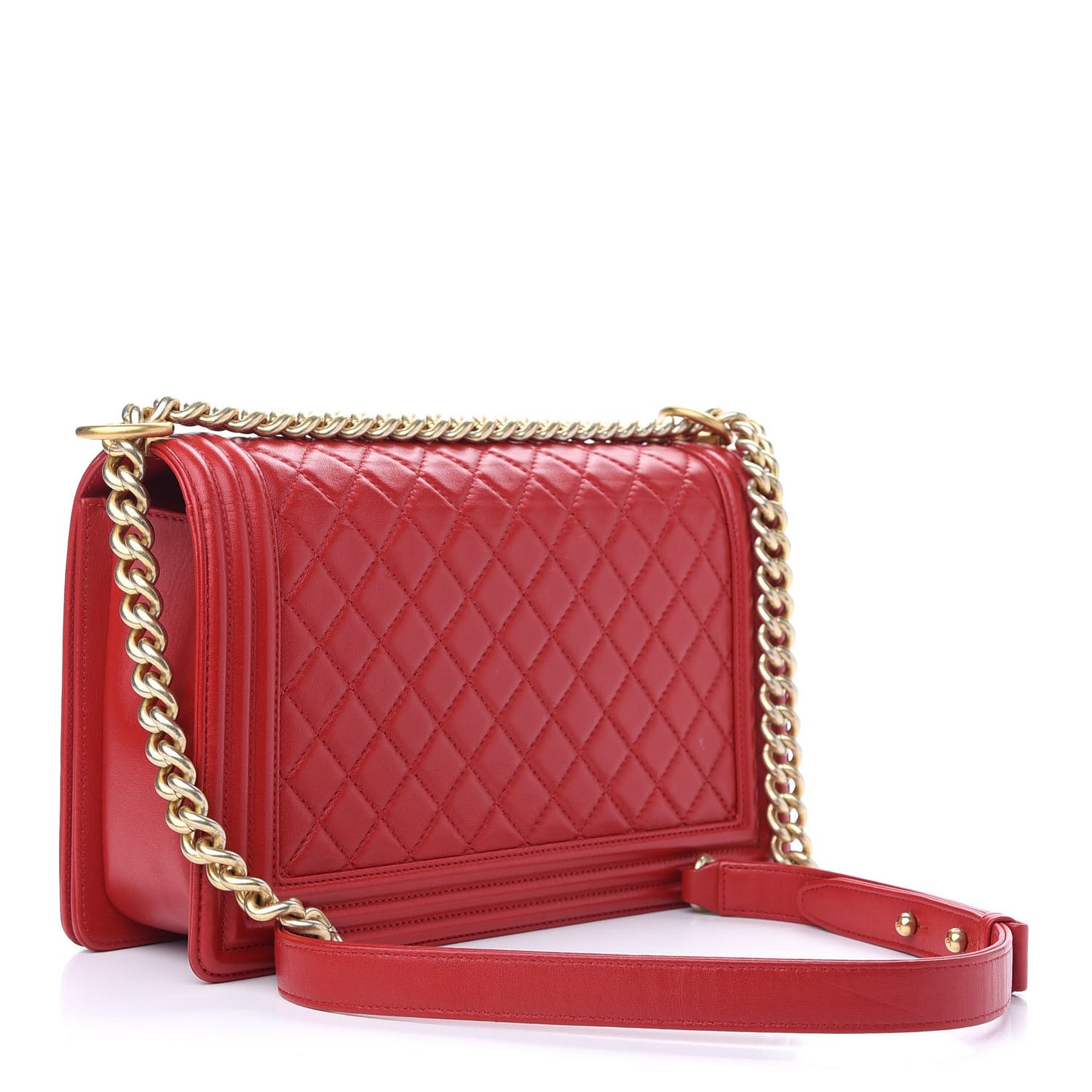 Lambskin Quilted New Medium Boy Flap Red