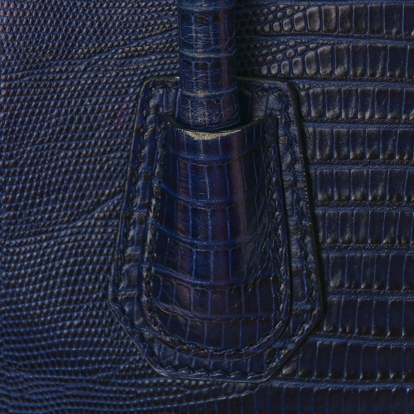 Calfskin Lizard Embossed Small Antigona Deep Blue