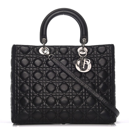 Christian Dior Lambskin Cannage Large Lady Dior Black 1 of 9