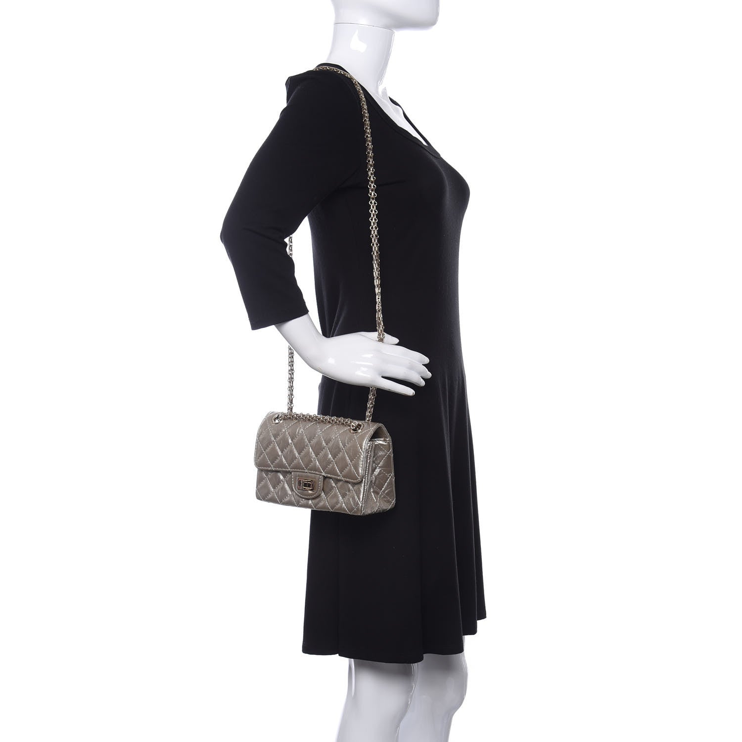 Chanel Metallic Aged Calfskin Quilted 2.55 Reissue Mini Flap Light Gold 2 of 10