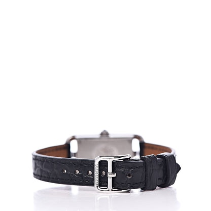 Hermes Stainless Steel Alligator Diamond 17mm Nantucket Jete De Diamants Quartz Watch Noir 4 of 10