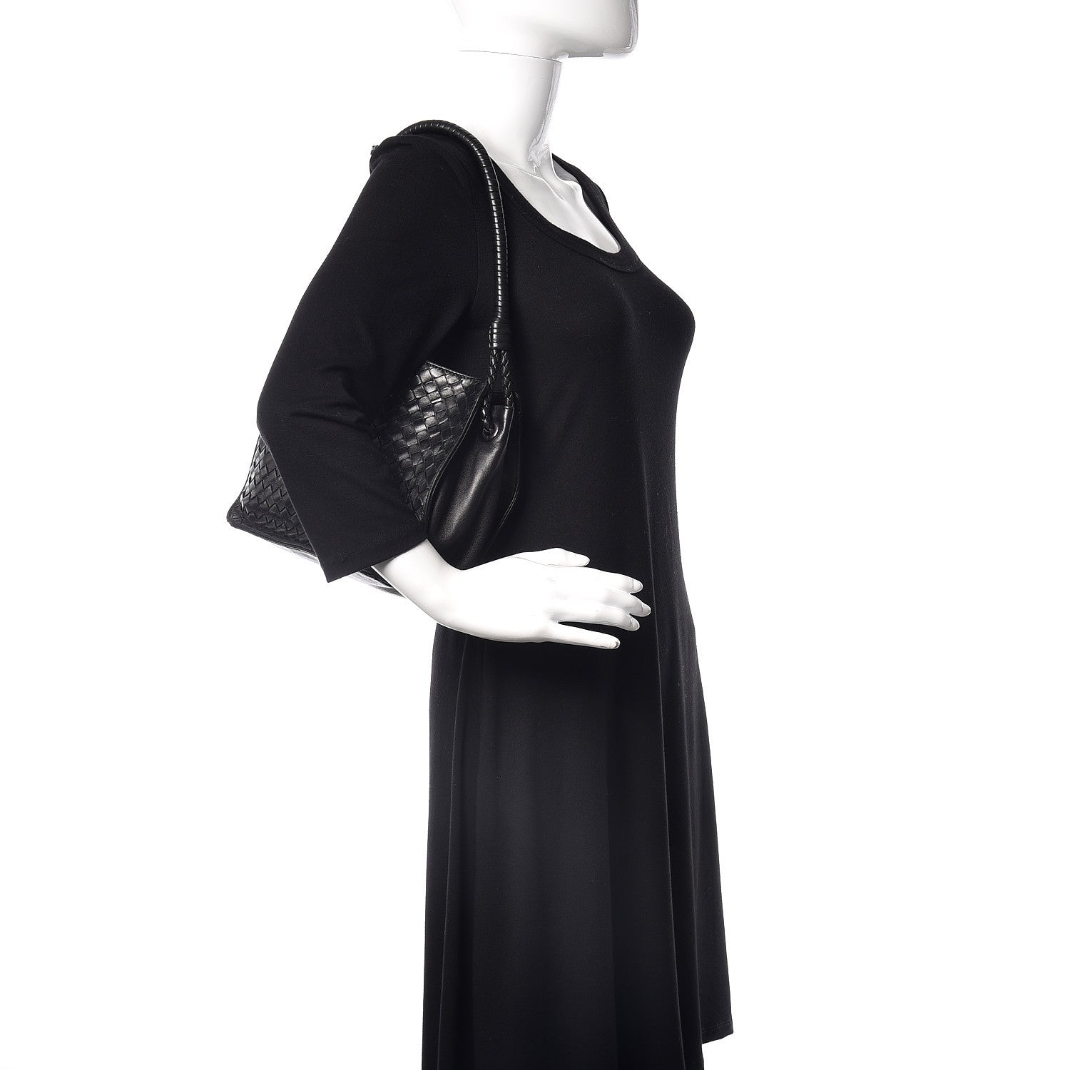 Bottega Veneta Nappa Intrecciato Shoulder Bag Black 2 of 10