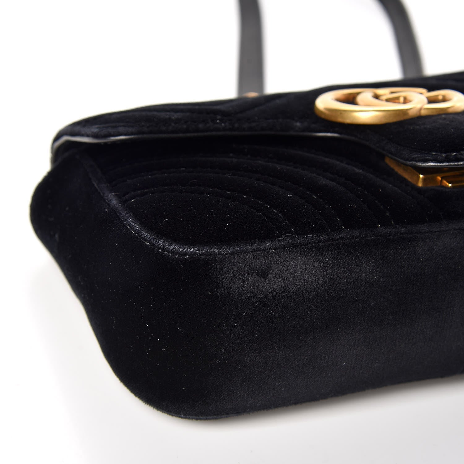 Gucci Velvet Matelasse Mini GG Marmont Shoulder Bag Black 5 of 12