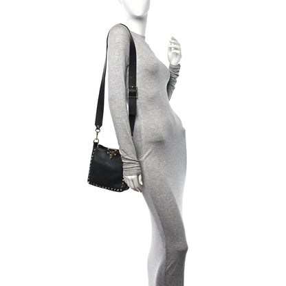 Valentino Garavani Pebbled Calfskin Mini Rockstud Flip-Lock Messenger Bag Black 2 of 9