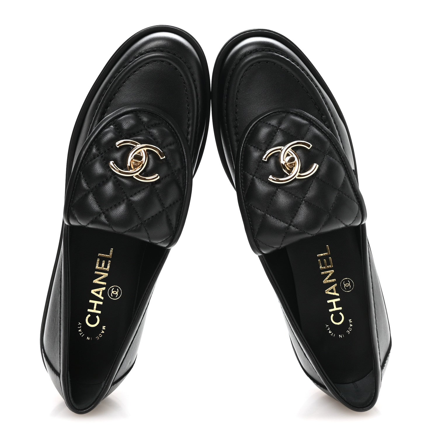 Chanel Lambskin Quilted CC Turnlock Loafers 38 Black 2 of 9