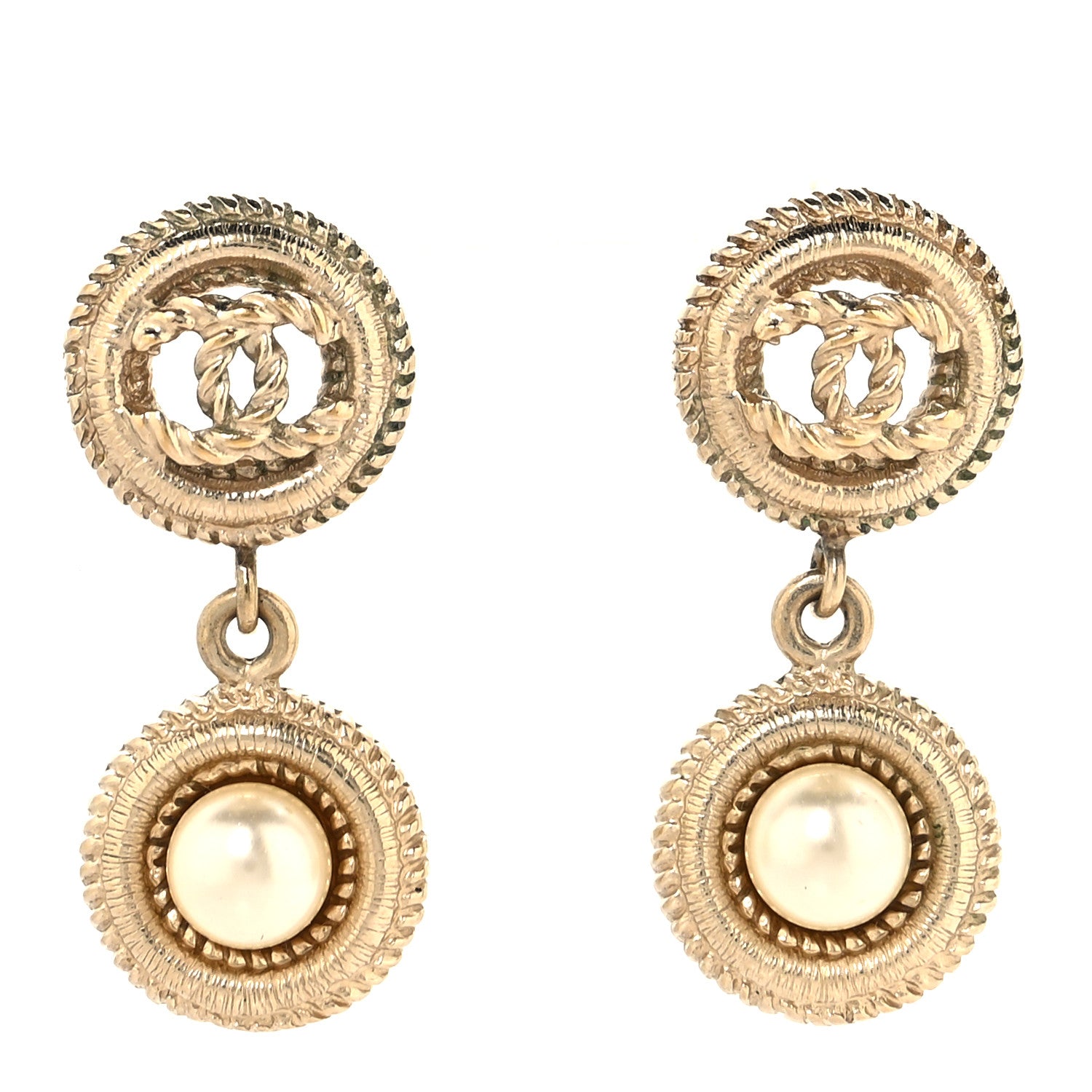 Chanel Pearl CC Dangle Earrings Gold 1 of 4
