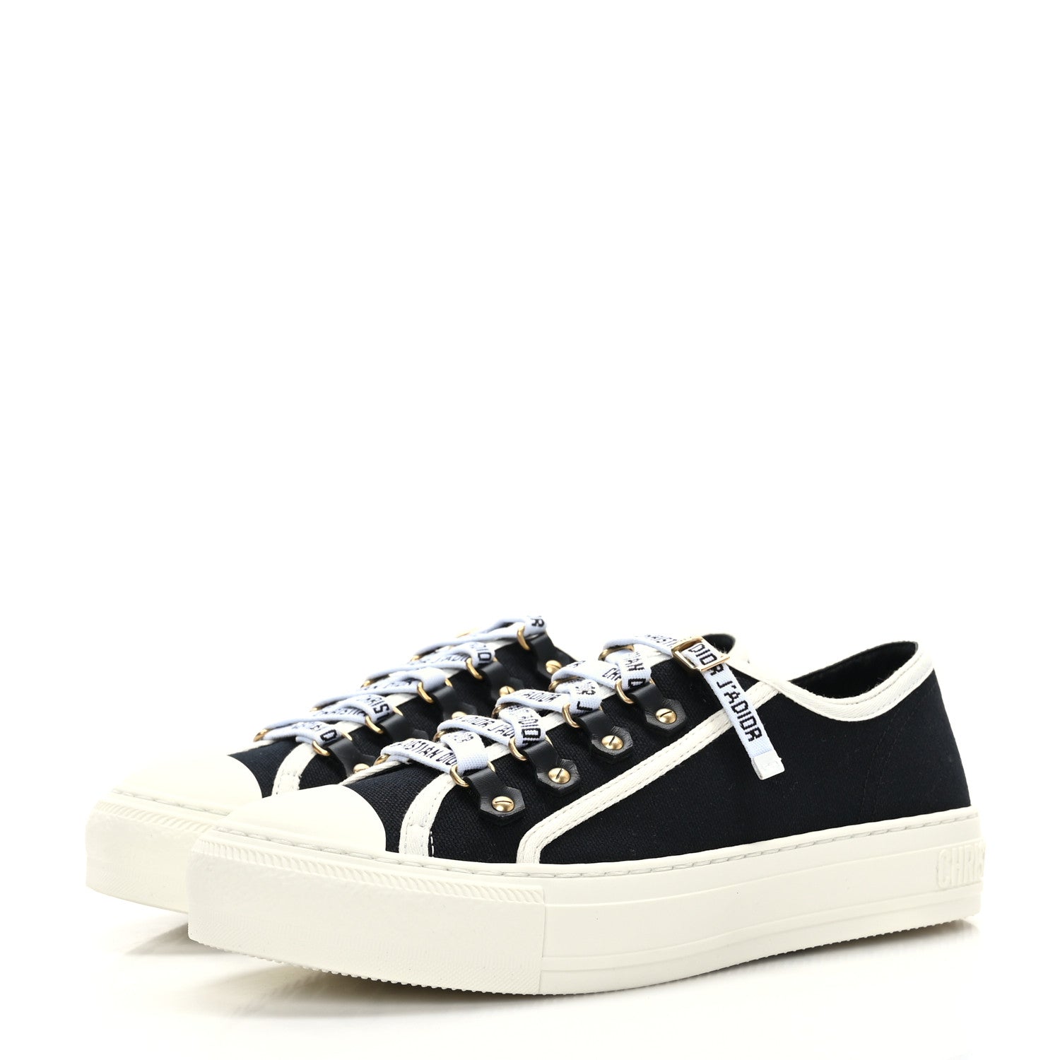 Christian Dior Canvas Walk'N'Dior Low Top Sneakers 37.5 Black 3 of 7