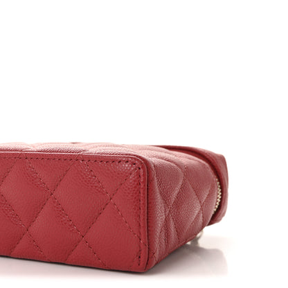 Chanel Caviar Quilted Top Handle Slim Vanity With Chain Red 10 of 11