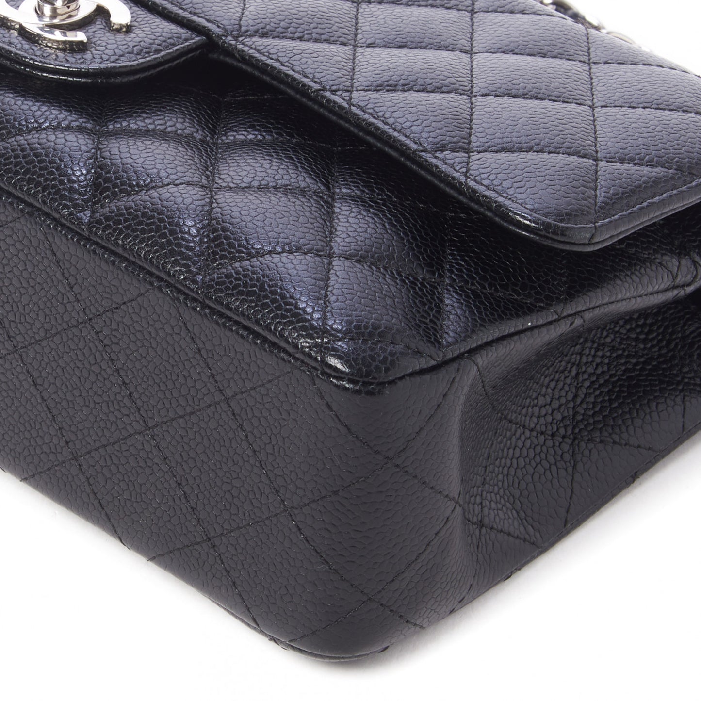 Caviar Quilted Medium Double Flap Black