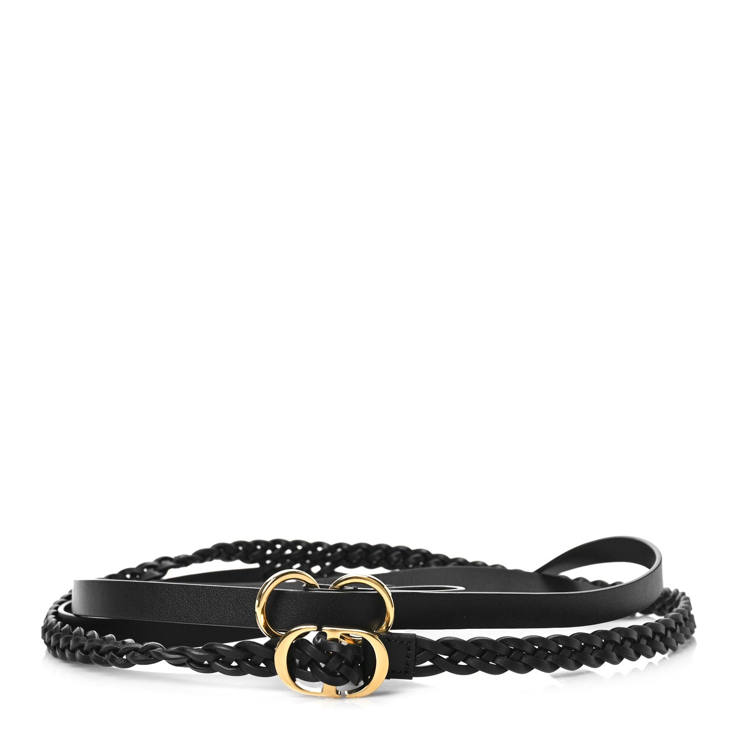 Calfskin DiorDouble Braided Belt 90 Black