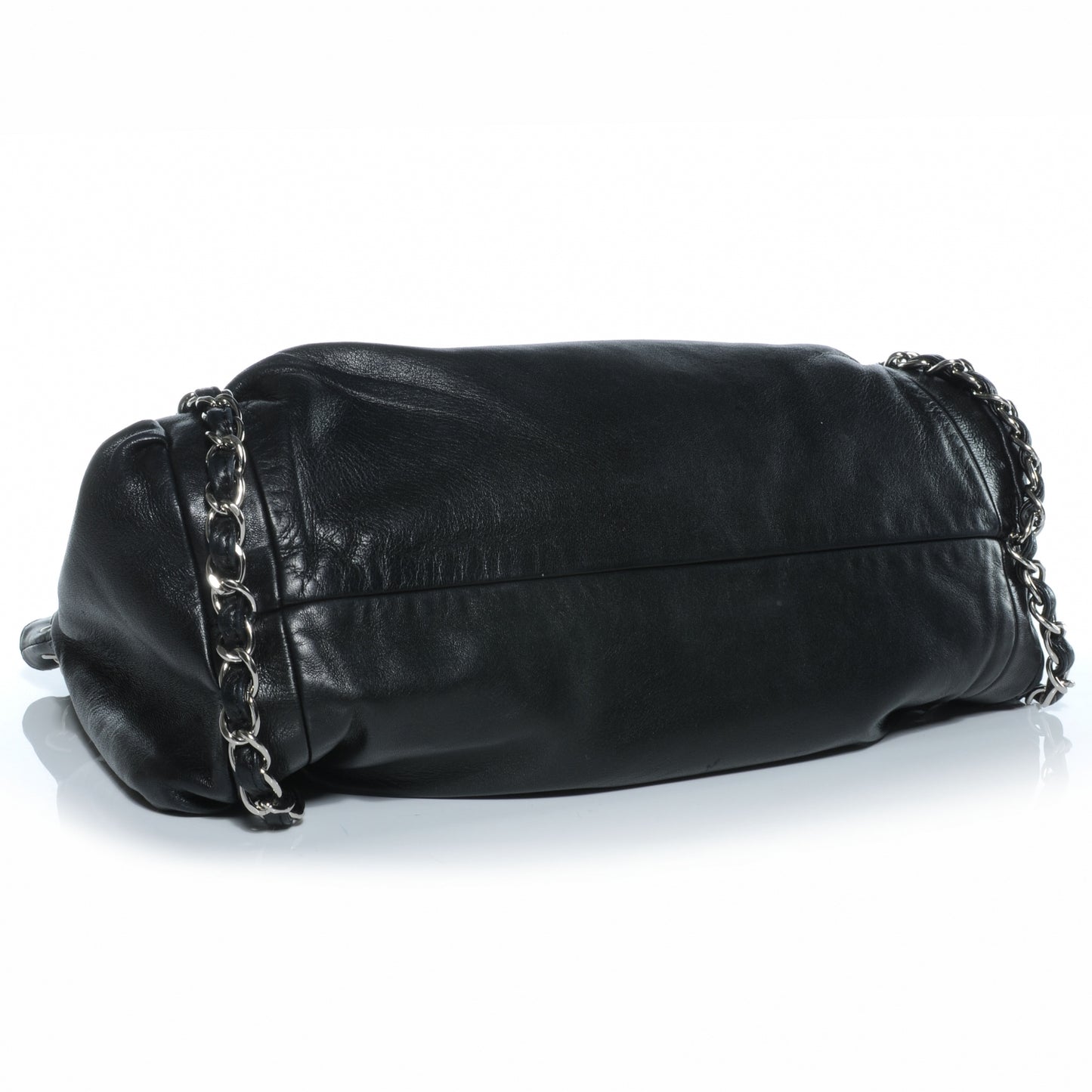 Lambskin Large Sharpei Shoulder Bag Black