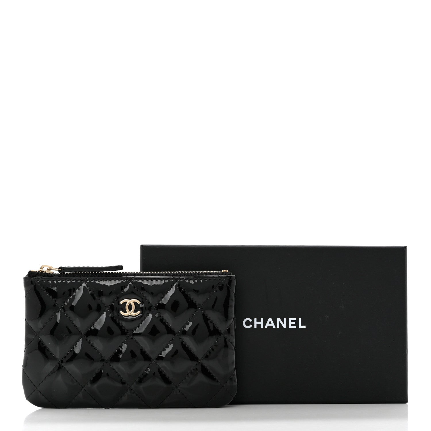 Chanel Patent Quilted Small Cosmetic Case Black 8 of 8