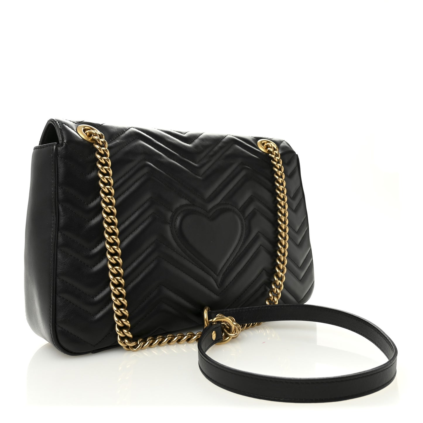 Calfskin Matelasse Animal Studs Medium GG Marmont Shoulder Bag Black