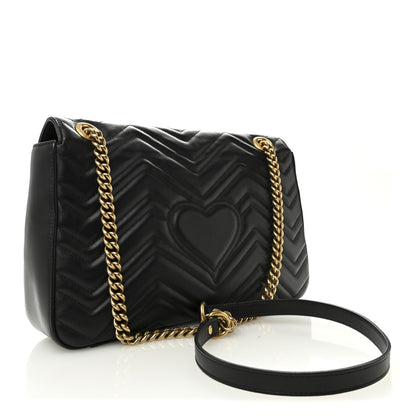 Gucci Calfskin Matelasse Animal Studs Medium GG Marmont Shoulder Bag Black 3 of 11