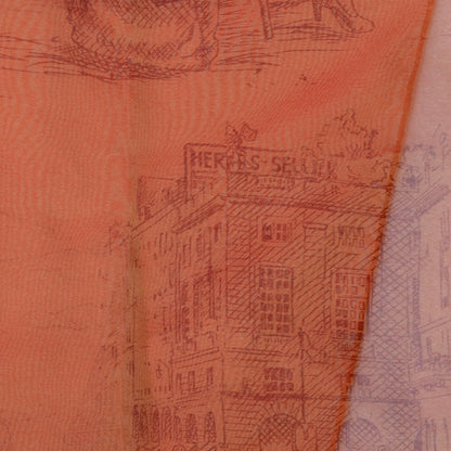 Hermes Silk Mousseline Toile de Shawl Scarf Orange 5 of 6