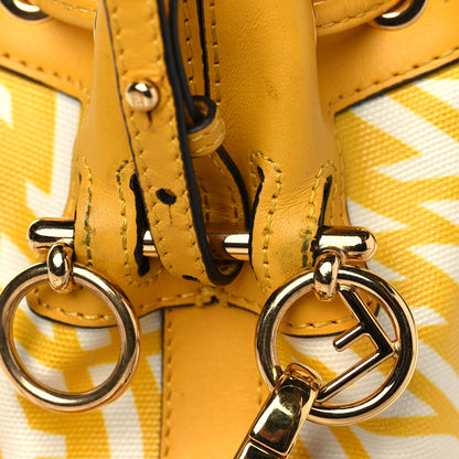 Fendi X SARAH COLEMAN Glazed Canvas Vitello King F is Fendi FF Vertigo Mini Mon Tresor Bucket Bag Mimosa White 8 of 8