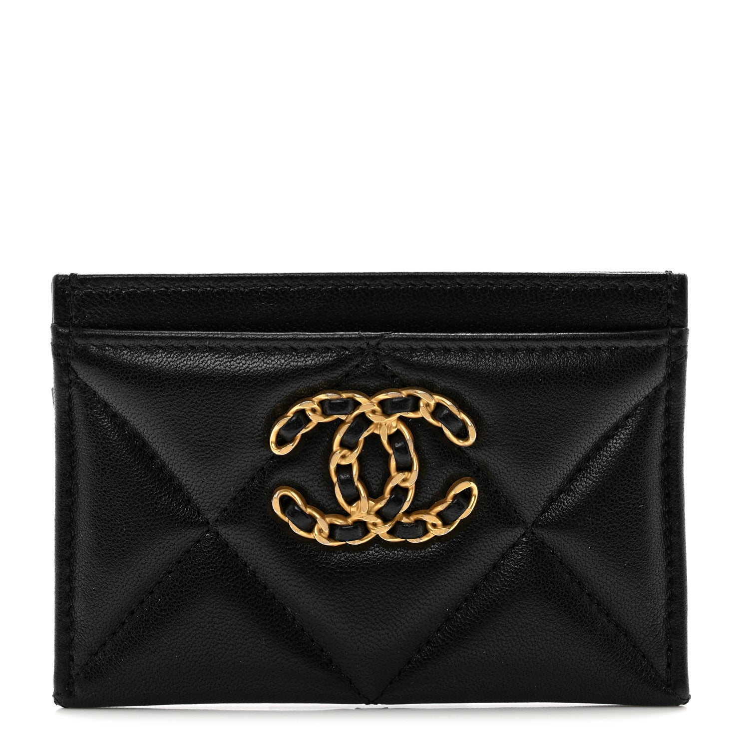 Chanel Lambskin Quilted Chanel 19 Card Holder Black 1 of 10
