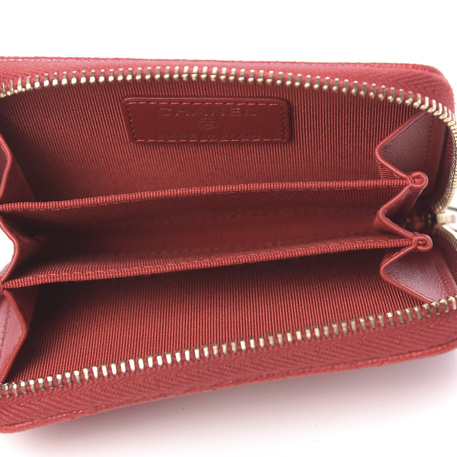 Chanel Caviar Quilted Zip Card Holder Red 5 of 8