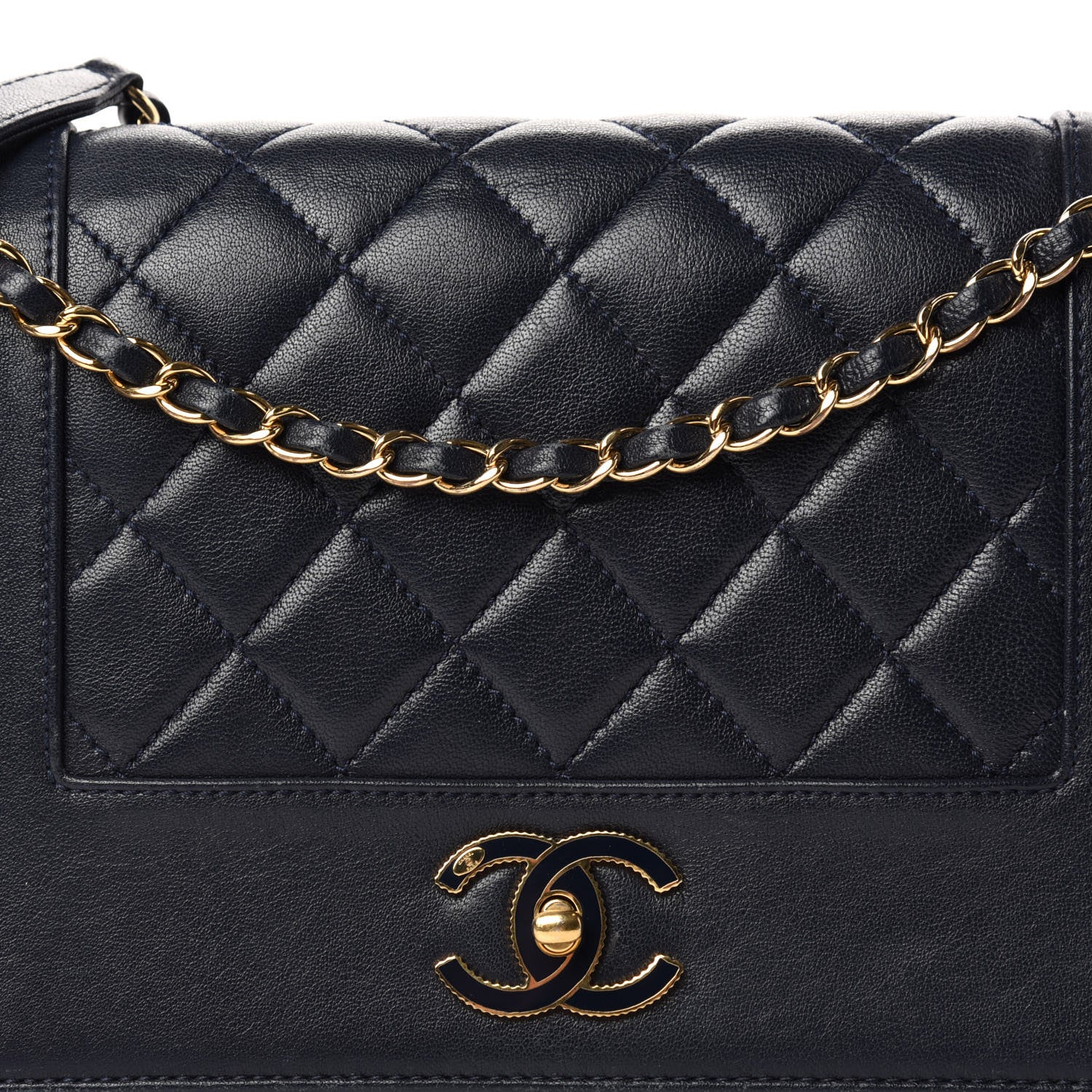 Chanel Sheepskin Quilted Vintage Mademoiselle Flap Navy 10 of 10