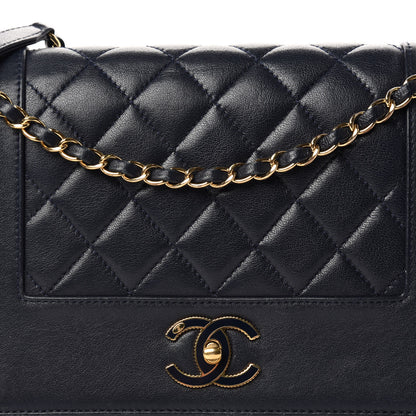 Chanel Sheepskin Quilted Vintage Mademoiselle Flap Navy 10 of 10