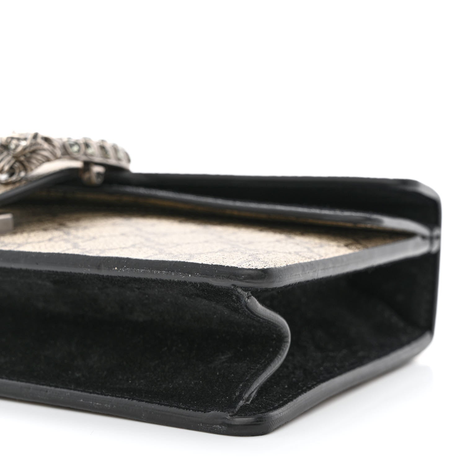 Gucci GG Supreme Monogram Suede Crystal Small Dionysus Shoulder Bag Beige Ebony Black 10 of 12