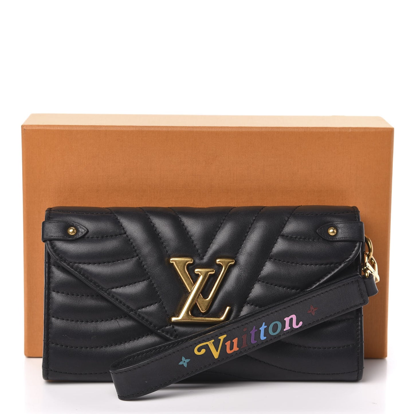 Calfskin New Wave Long Wallet Black