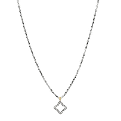 David Yurman Sterling Silver 18K Yellow Gold Diamond Quatrefoil Necklace 1 of 4