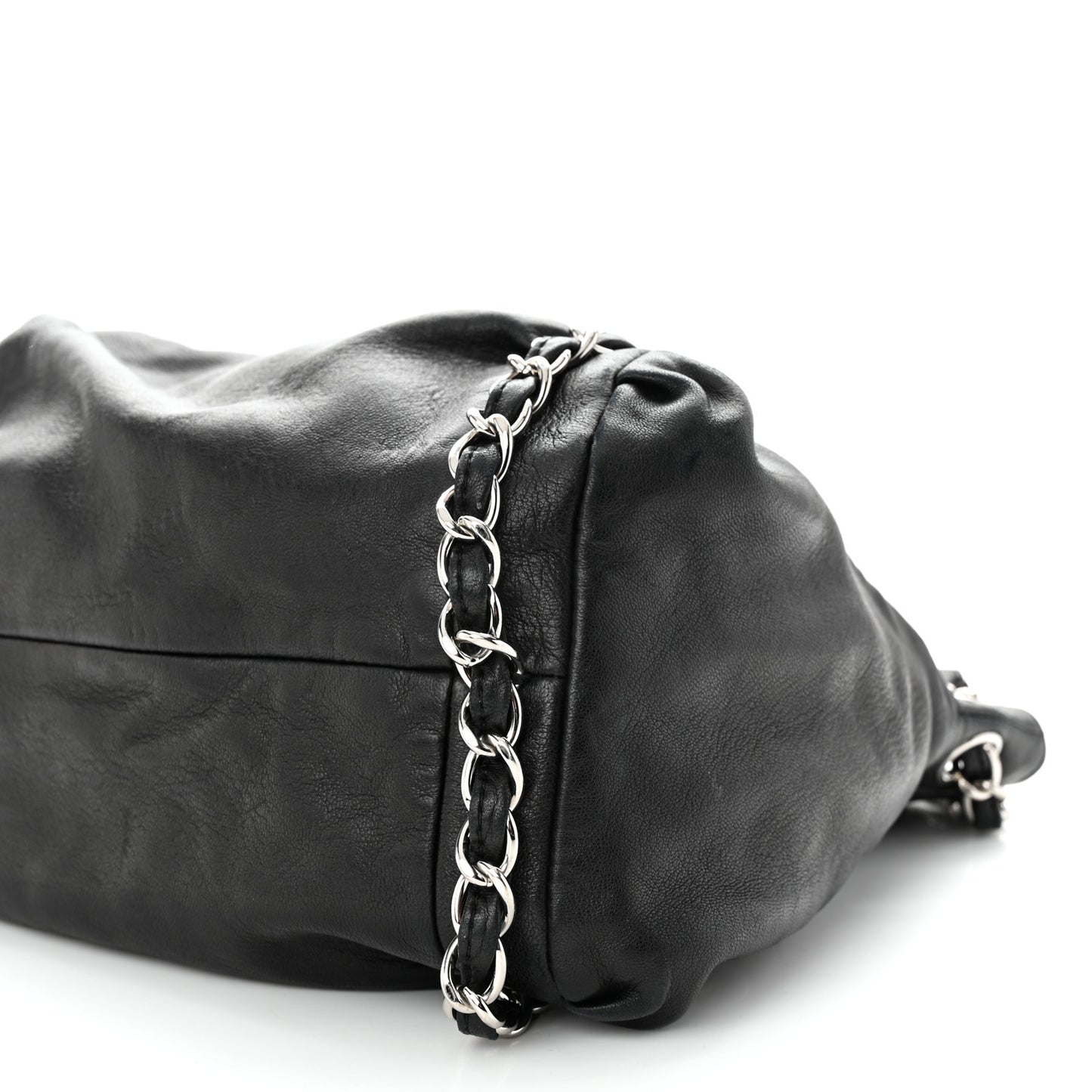 Lambskin Large Sharpei Shoulder Bag Black