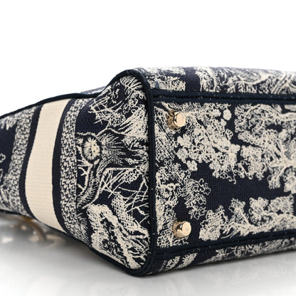 Christian Dior Canvas Toile De Jouy Reverse Embroidered Medium Lady D-Lite Navy 9 of 11