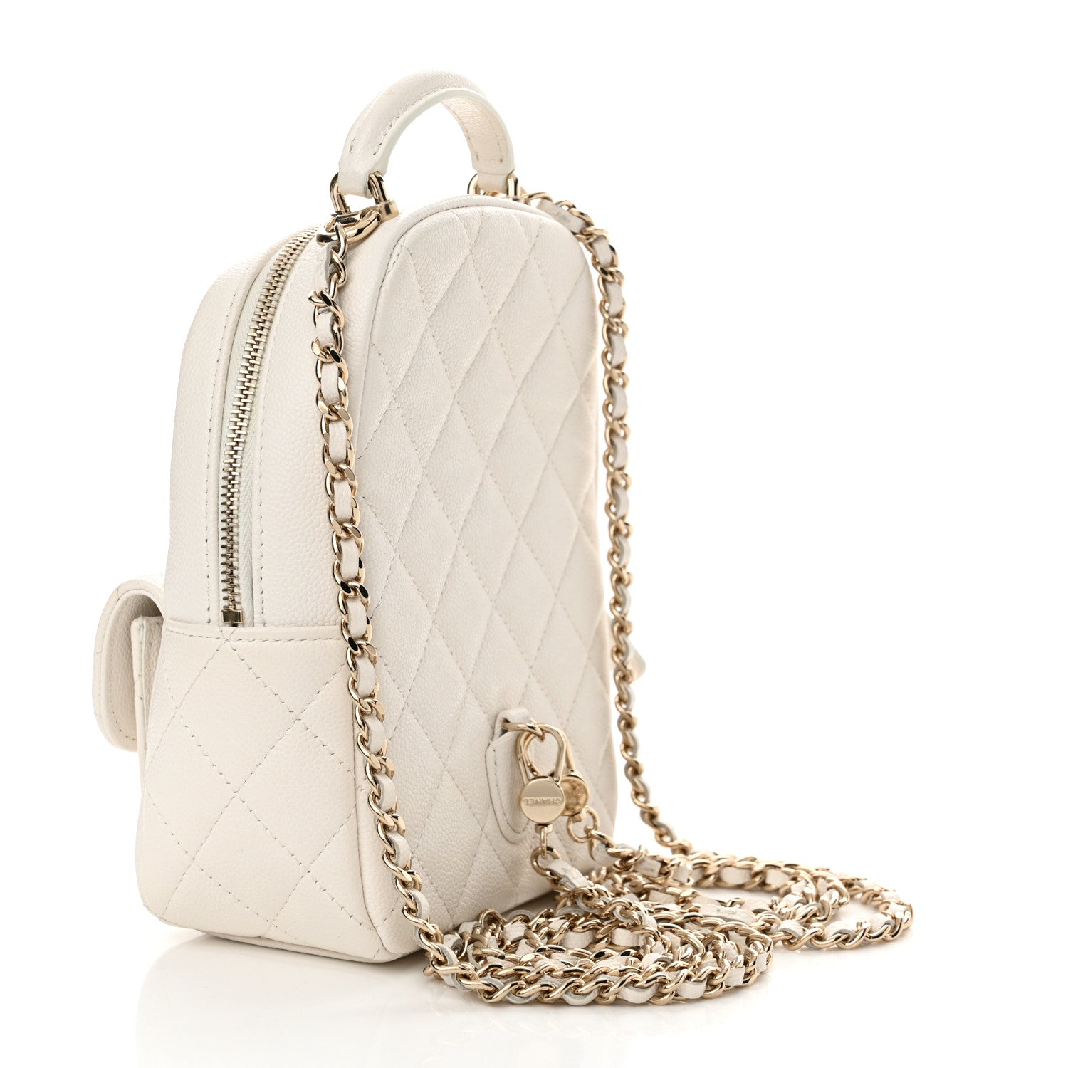 Chanel Caviar Quilted CC Mini Classic Backpack White 3 of 11