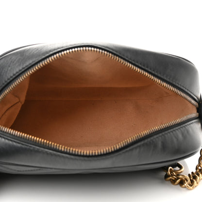 Gucci Calfskin Matelasse Small GG Marmont Chain Shoulder Bag Black 5 of 14