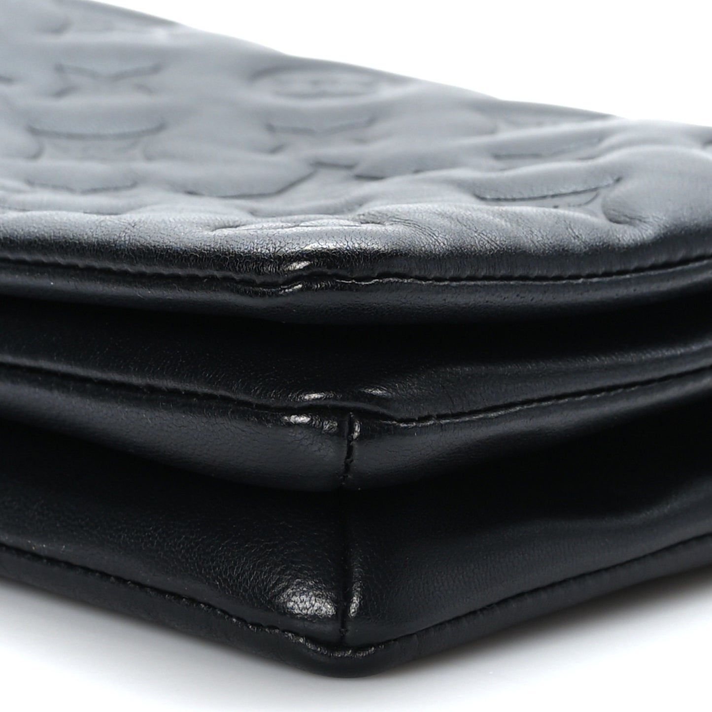 Lambskin Embossed Monogram Pochette Coussin Black