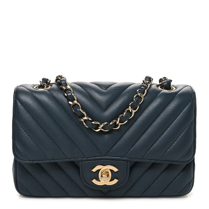 Chanel Lambskin Chevron Quilted Mini Rectangular Flap Dark Grey 1 of 10