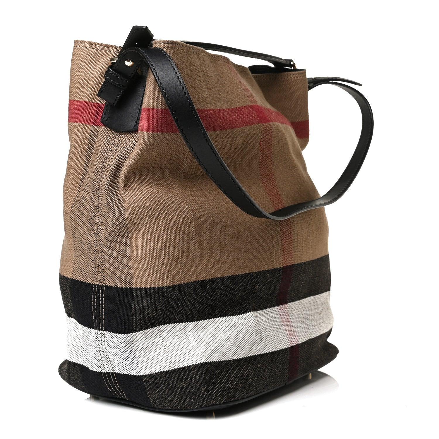 Burberry Canvas Mega Check Medium Ashby Hobo Black 4 of 16