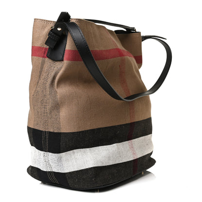 Burberry Canvas Mega Check Medium Ashby Hobo Black 4 of 16