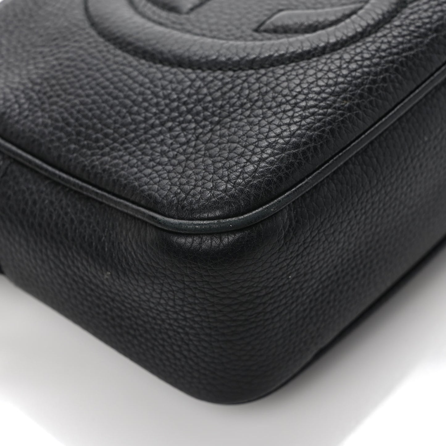Pebbled Calfskin Small Soho Disco Bag Black