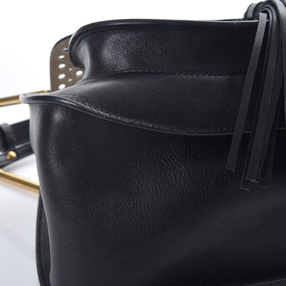 Chloe Calfskin Perforated Medium Hudson Double Carry Shoulder Bag Black 8 of 8