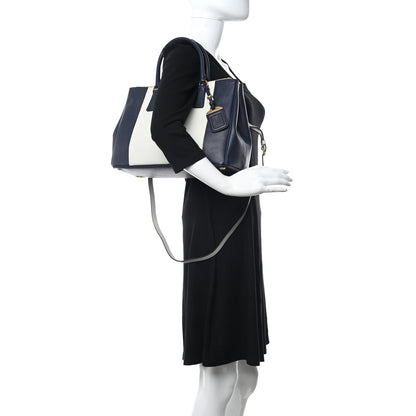 Prada Saffiano Lux Colorblock Medium Galleria Double Zip Tote Talco Baltico 2 of 10