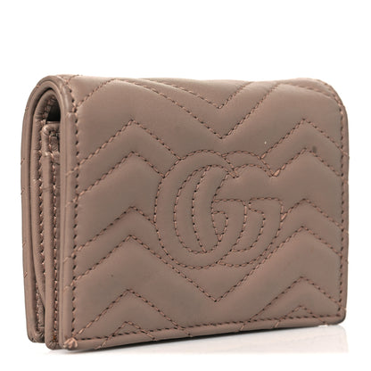 Gucci Calfskin Matelasse GG Marmont Card Case Wallet Porcelain Rose 3 of 12