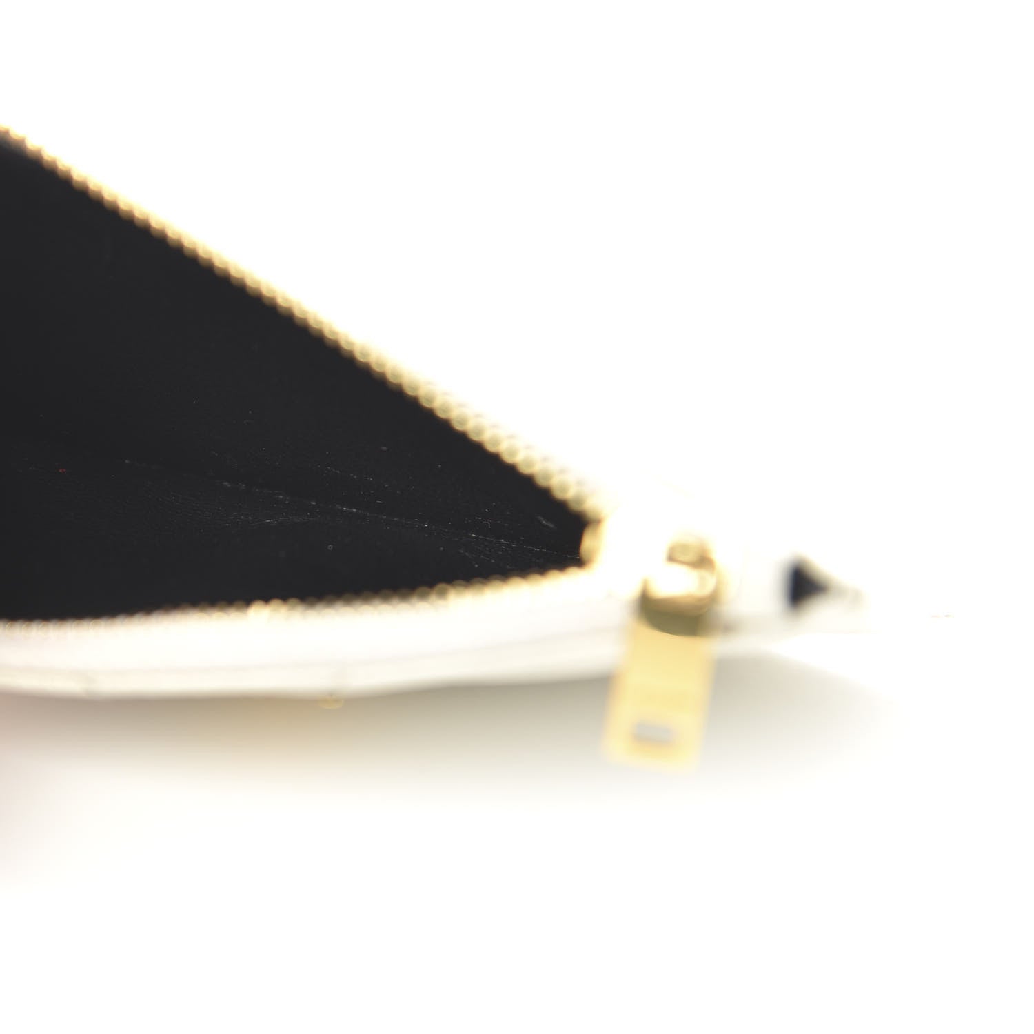 Saint Laurent Grain De Poudre Matelasse Chevron Monogram Fragments Zippered Card Case White 5 of 8